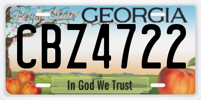 GA license plate CBZ4722