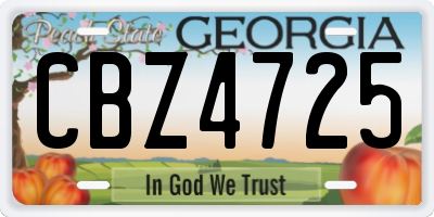 GA license plate CBZ4725