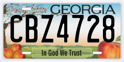GA license plate CBZ4728