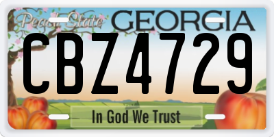 GA license plate CBZ4729