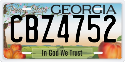 GA license plate CBZ4752