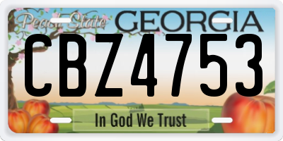 GA license plate CBZ4753