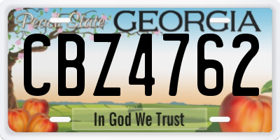 GA license plate CBZ4762