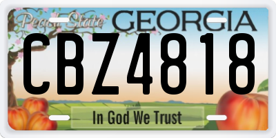 GA license plate CBZ4818