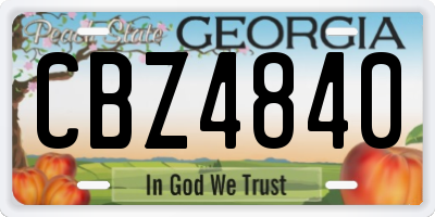 GA license plate CBZ4840