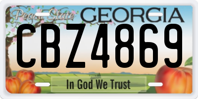 GA license plate CBZ4869