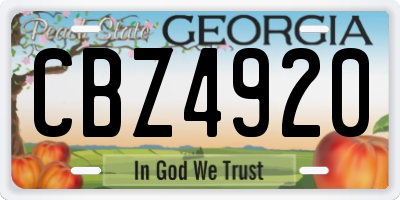 GA license plate CBZ4920