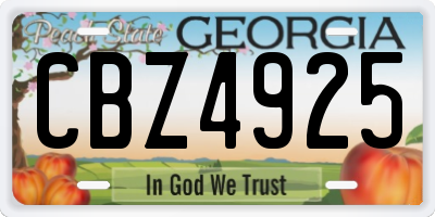 GA license plate CBZ4925