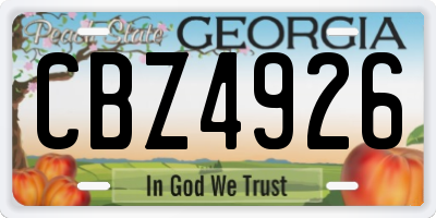 GA license plate CBZ4926