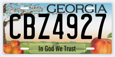 GA license plate CBZ4927