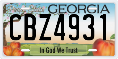 GA license plate CBZ4931