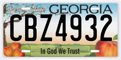 GA license plate CBZ4932
