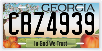 GA license plate CBZ4939