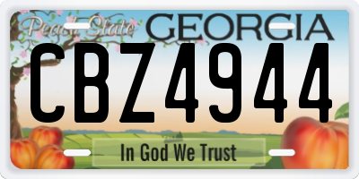 GA license plate CBZ4944