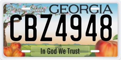 GA license plate CBZ4948