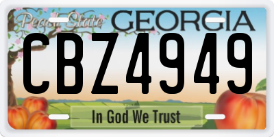 GA license plate CBZ4949