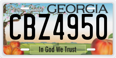 GA license plate CBZ4950