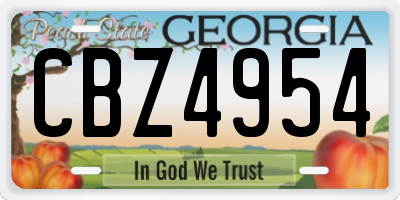 GA license plate CBZ4954