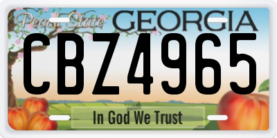 GA license plate CBZ4965