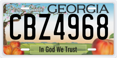 GA license plate CBZ4968
