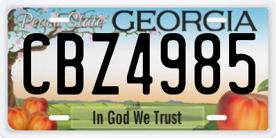 GA license plate CBZ4985