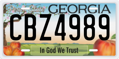 GA license plate CBZ4989