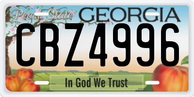 GA license plate CBZ4996