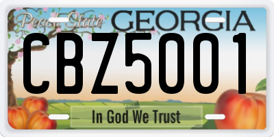 GA license plate CBZ5001