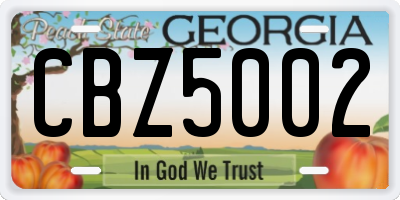 GA license plate CBZ5002