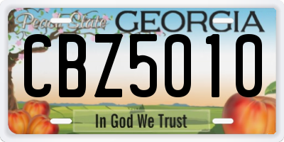 GA license plate CBZ5010