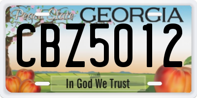 GA license plate CBZ5012