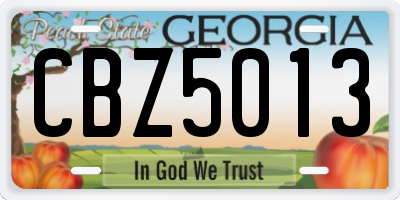 GA license plate CBZ5013