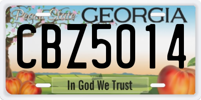 GA license plate CBZ5014