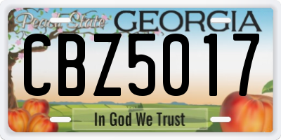 GA license plate CBZ5017