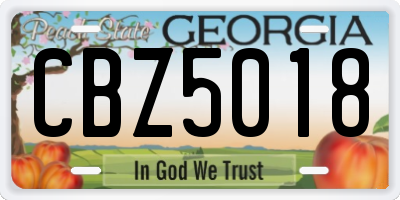 GA license plate CBZ5018