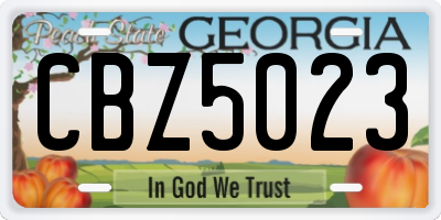 GA license plate CBZ5023