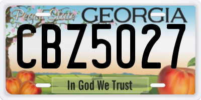 GA license plate CBZ5027