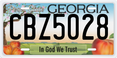 GA license plate CBZ5028