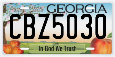 GA license plate CBZ5030