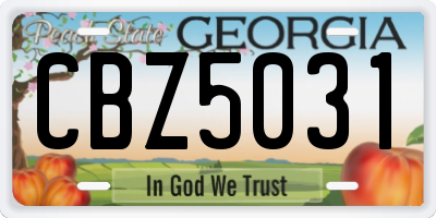 GA license plate CBZ5031