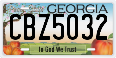 GA license plate CBZ5032