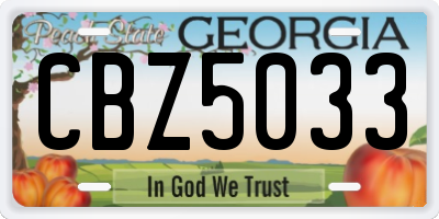 GA license plate CBZ5033