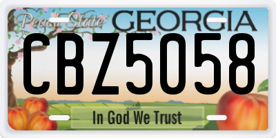 GA license plate CBZ5058