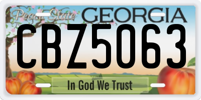 GA license plate CBZ5063