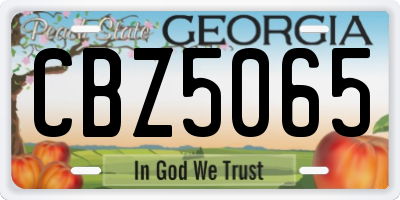 GA license plate CBZ5065