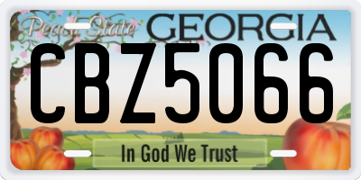 GA license plate CBZ5066