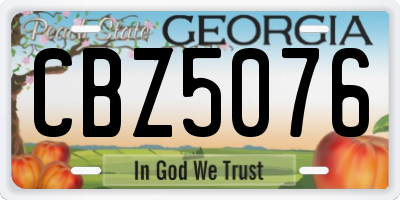 GA license plate CBZ5076