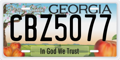 GA license plate CBZ5077