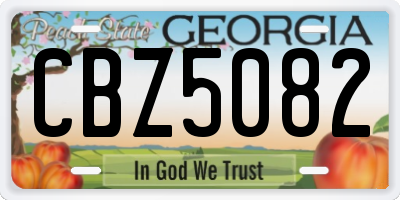 GA license plate CBZ5082