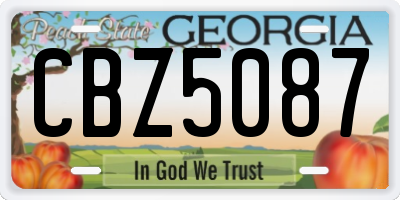 GA license plate CBZ5087